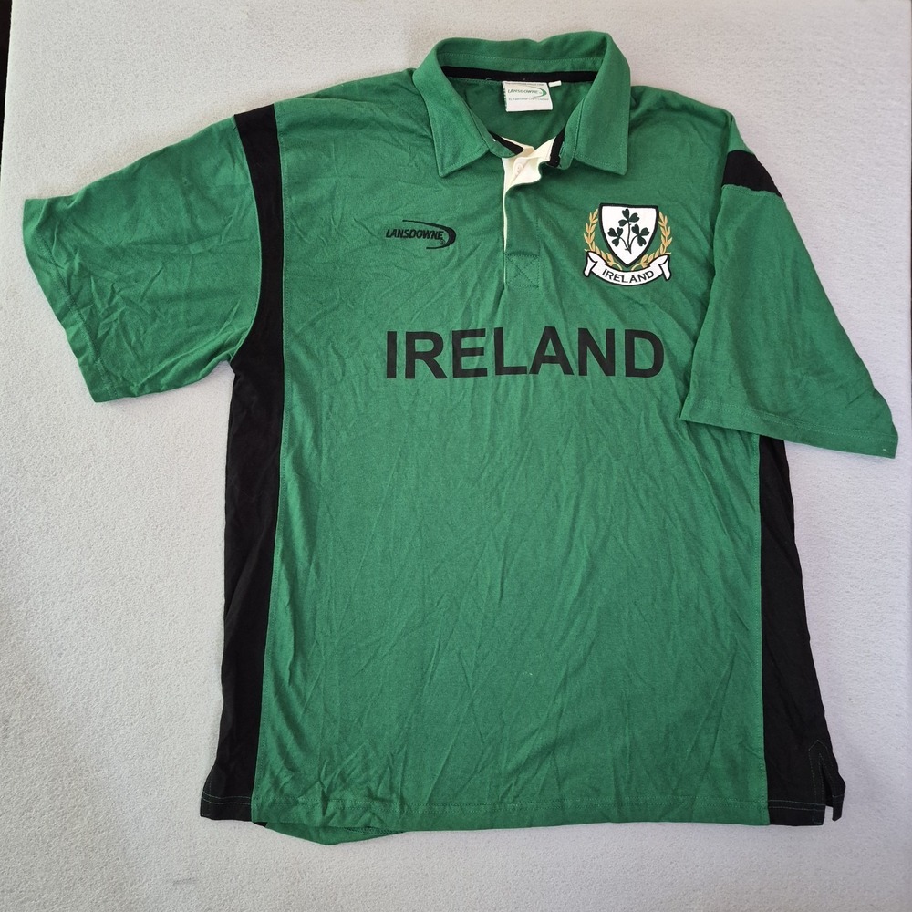 Vintage Y2k Lansdowne Ireland Rugby Polo Shirt Green  Men's XL